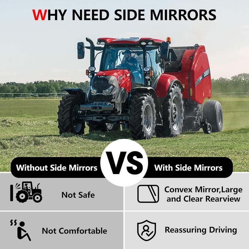 Lifronkit Tractor Mirrors, Strong Magnetic Side Mirrors for Tractors, Forklifts, Lawn Movers, Small Dozers, Lift Trucks, Golf Cart, Compatible with John Deere, Kubota and more, Installation-free, 2pcs - Image 3